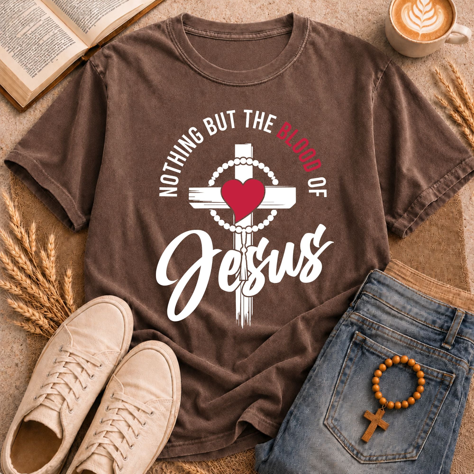 Nothing But The Blood Of Jesus  Christian T-Shirt | Vintage Faith Tee