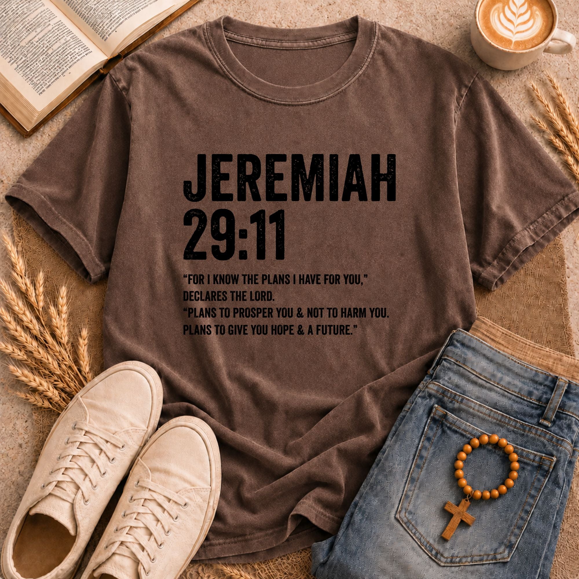 Jeremiah 29:11 hope and future Bible verse graphic shirt – bold Christian faith scripture apparel gift idea