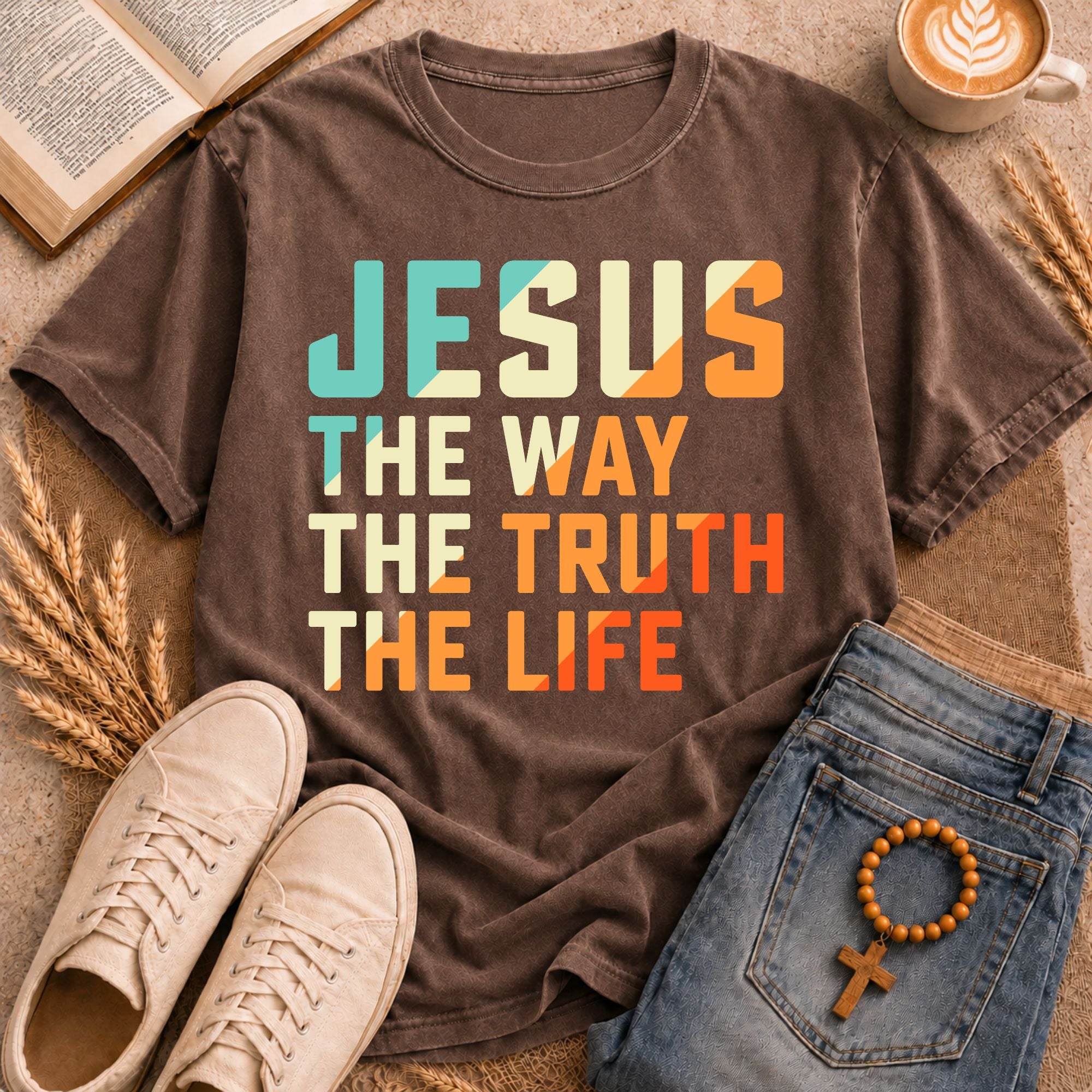 Faith-Based Apparel Jesus The Way The Truth The Life Retro Christian Tee
