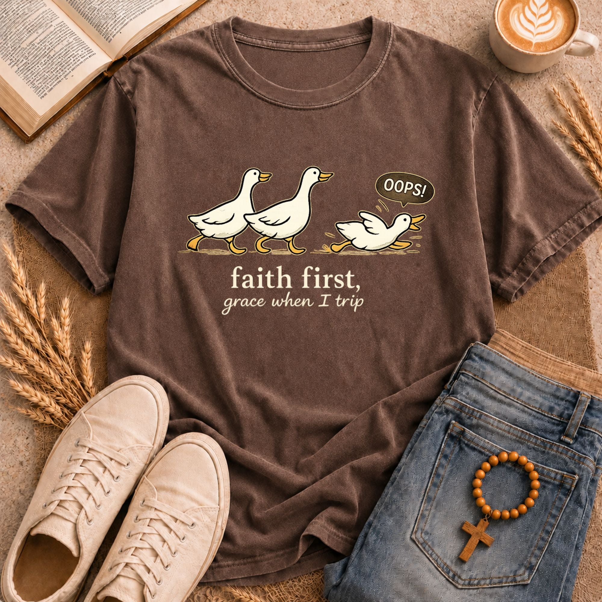 "Grace When I Trip" duck cartoon sweatshirt – inspirational funny Christian apparel gift idea