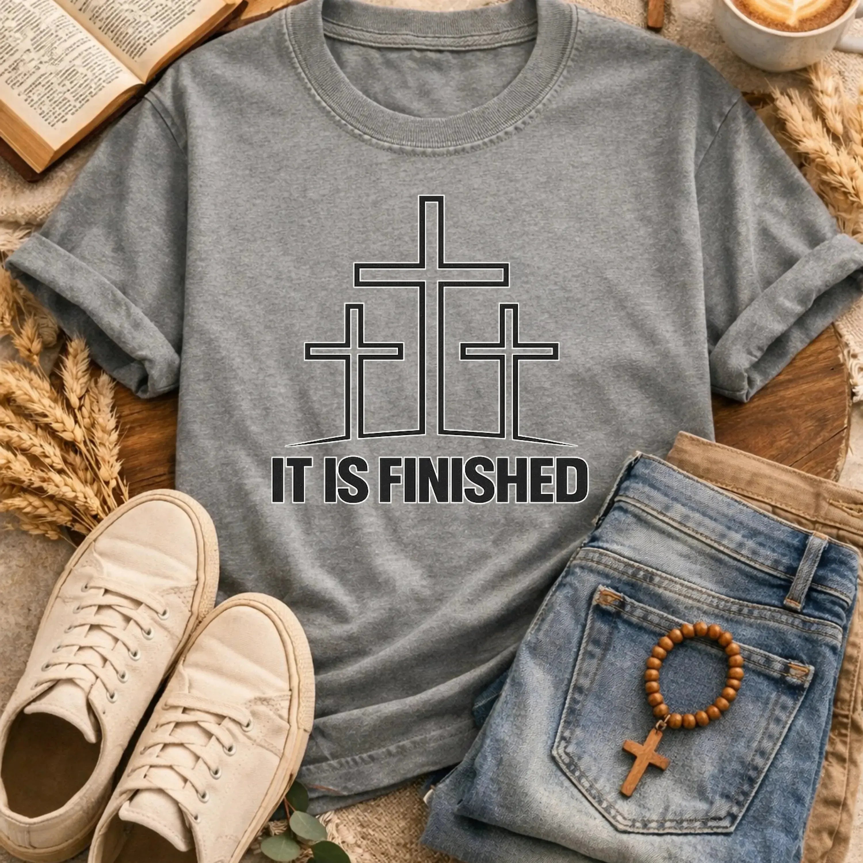 It Is Finished Cross T-Shirt-[Christian T-Shirt ]-Saved Society