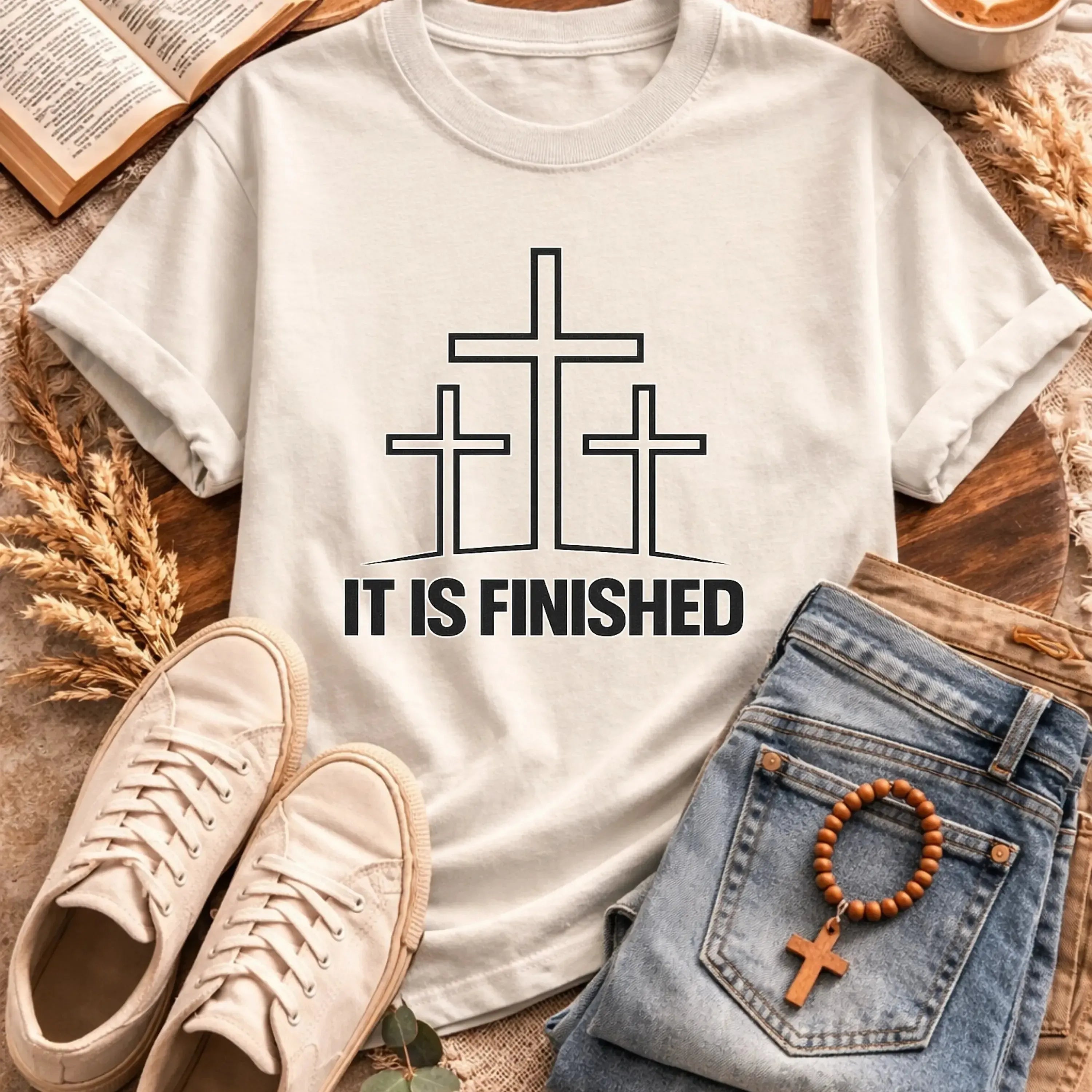 It Is Finished Cross T-Shirt-[Christian T-Shirt ]-Saved Society