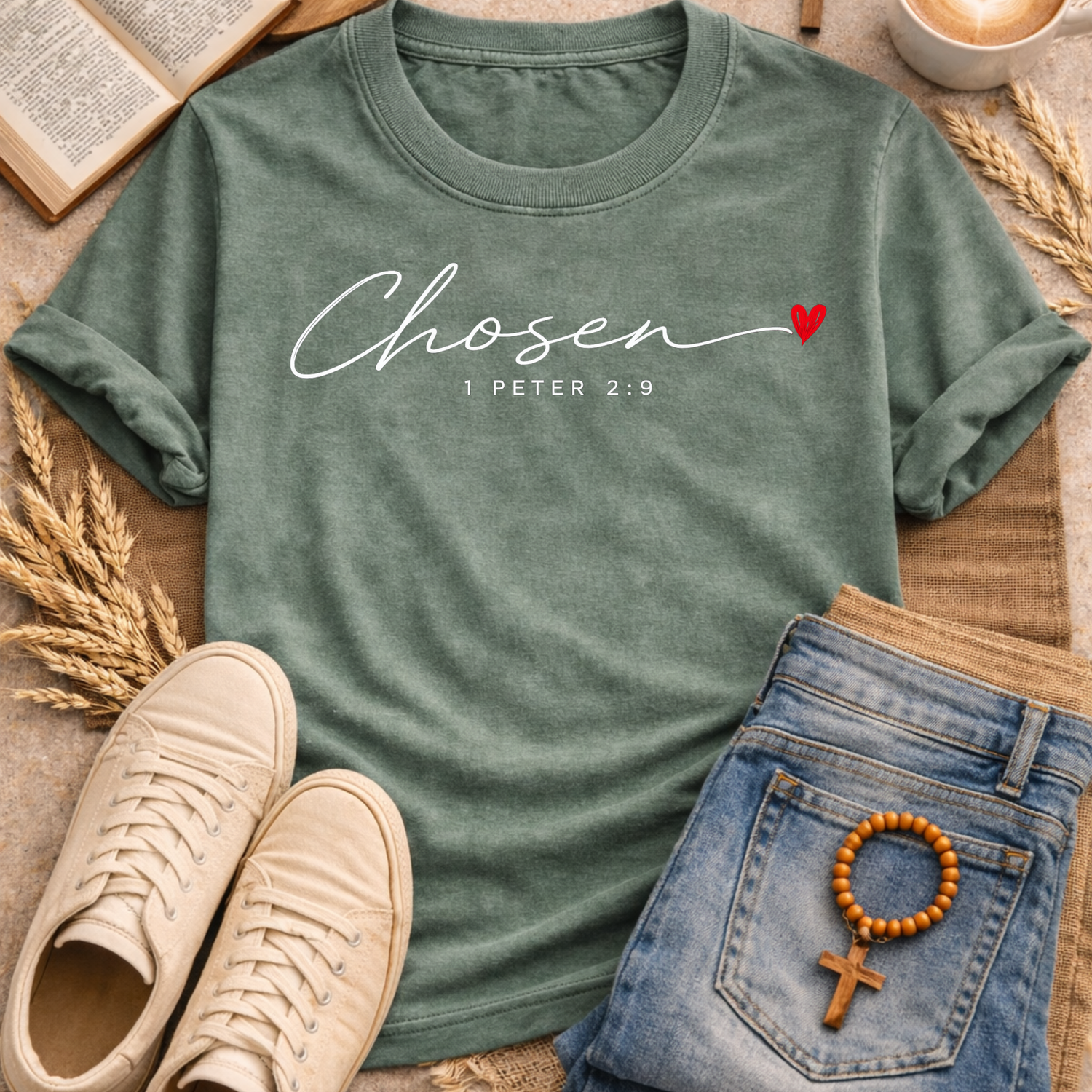 1 Peter 2:9 Christian graphic tee with heart