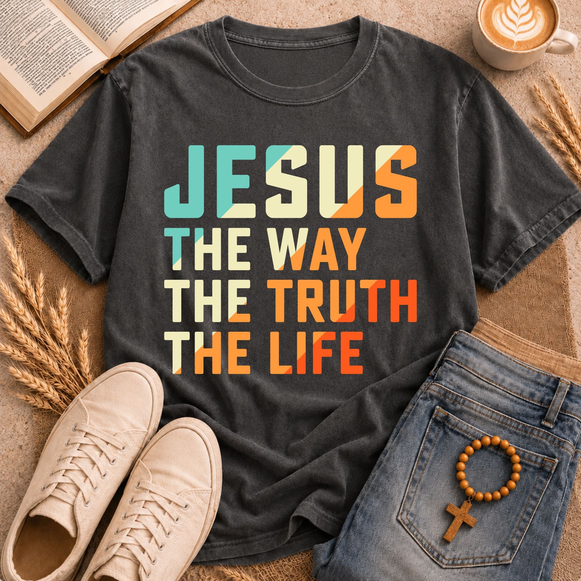 Religious Gift T-Shirt Jesus The Way The Truth The Life Scripture Shirt