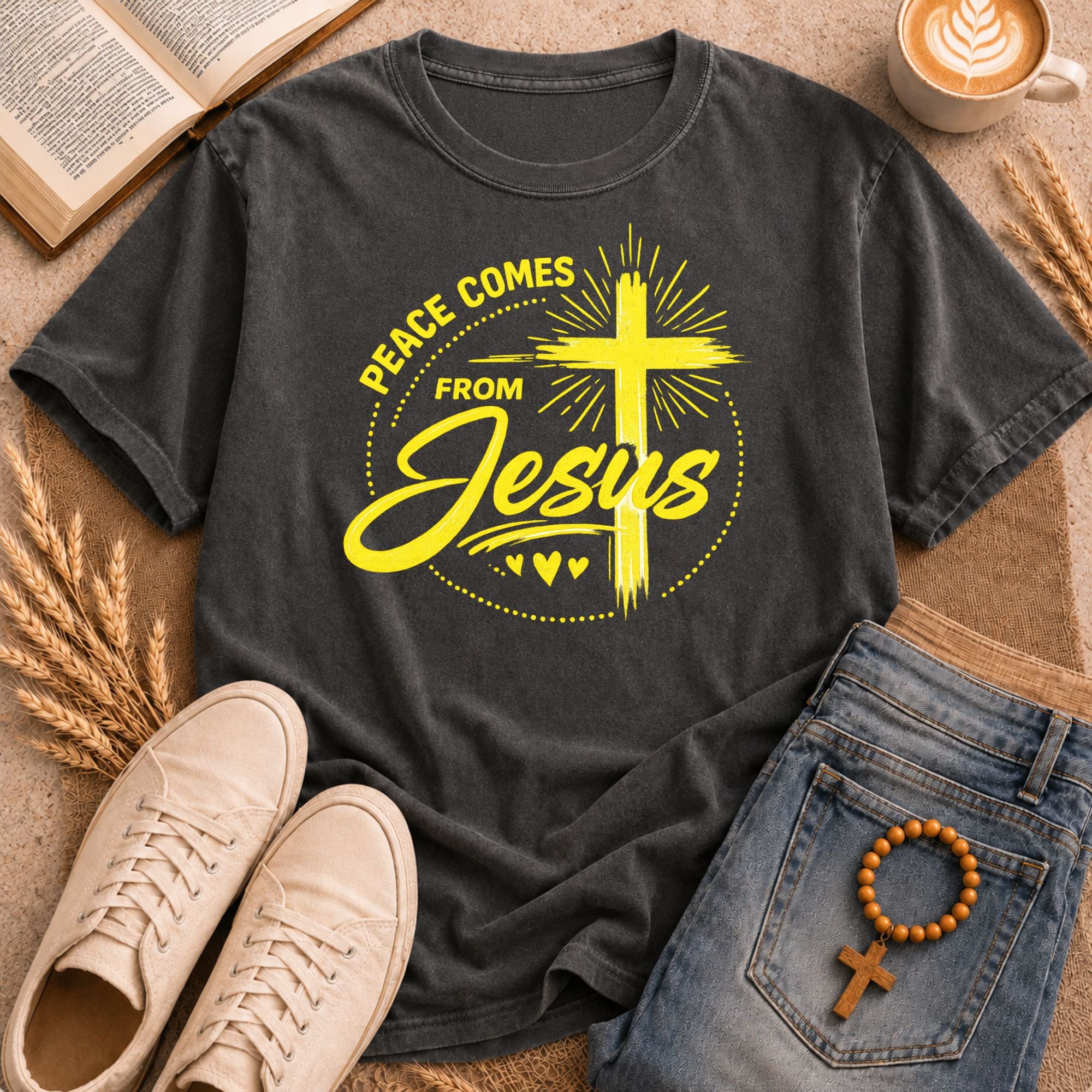 Peace Comes From Jesus religious tee – Christian gift shirt with cross design