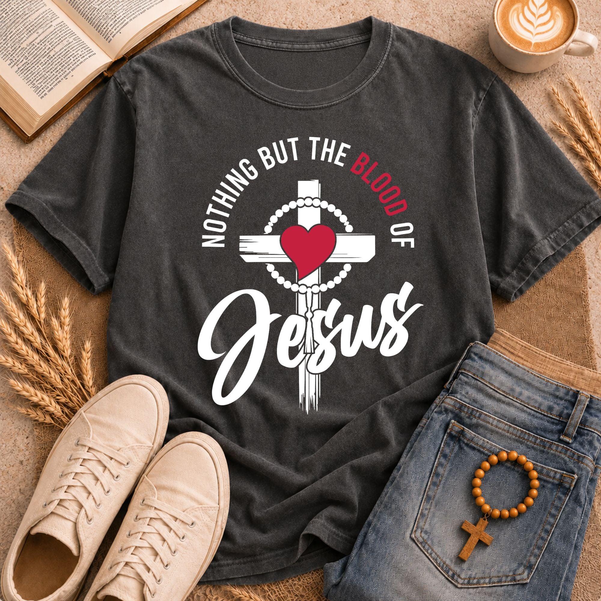 Nothing But The Blood Of Jesus  Christian T-Shirt | Vintage Faith Tee