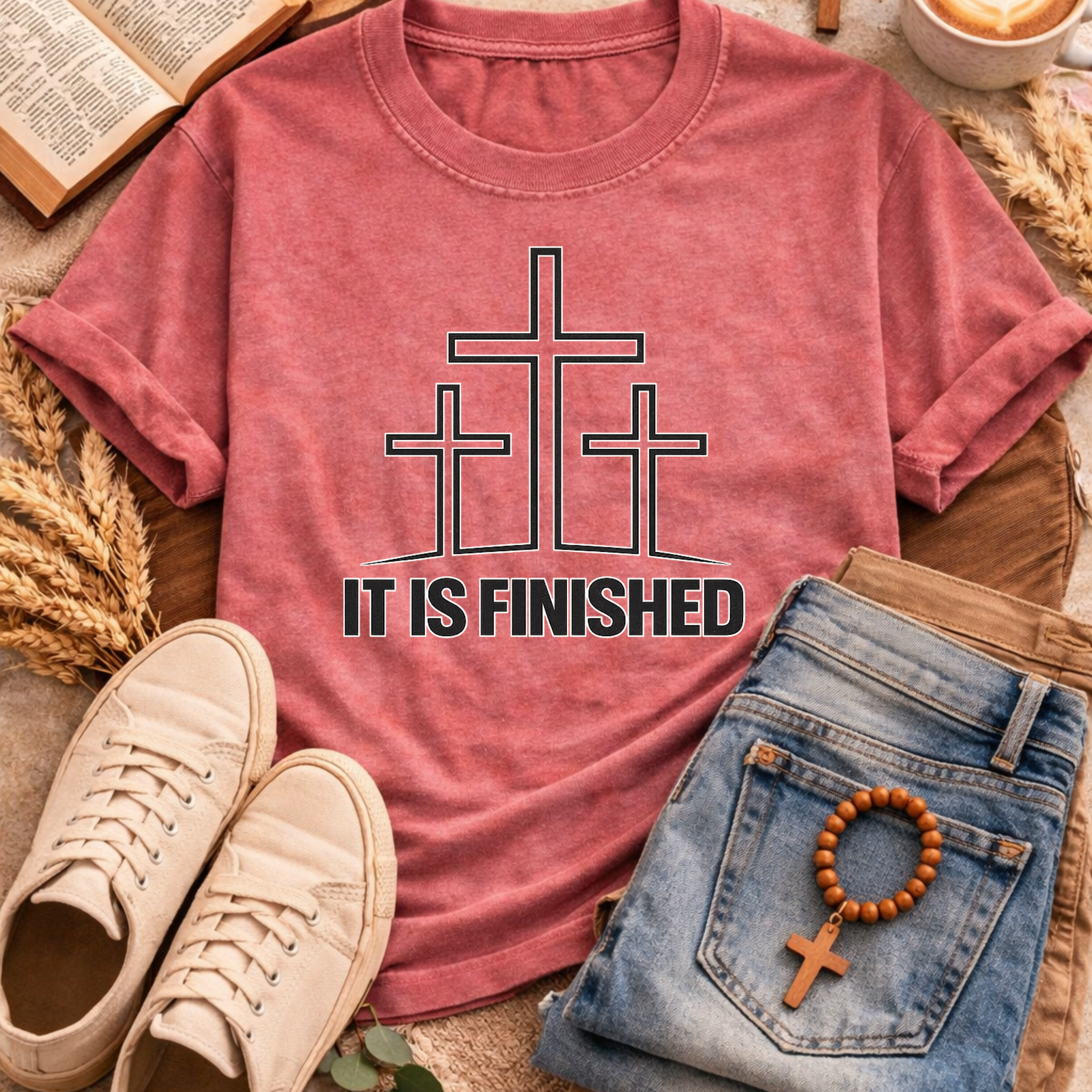 It Is Finished Cross T-Shirt-[Christian T-Shirt ]-Saved Society