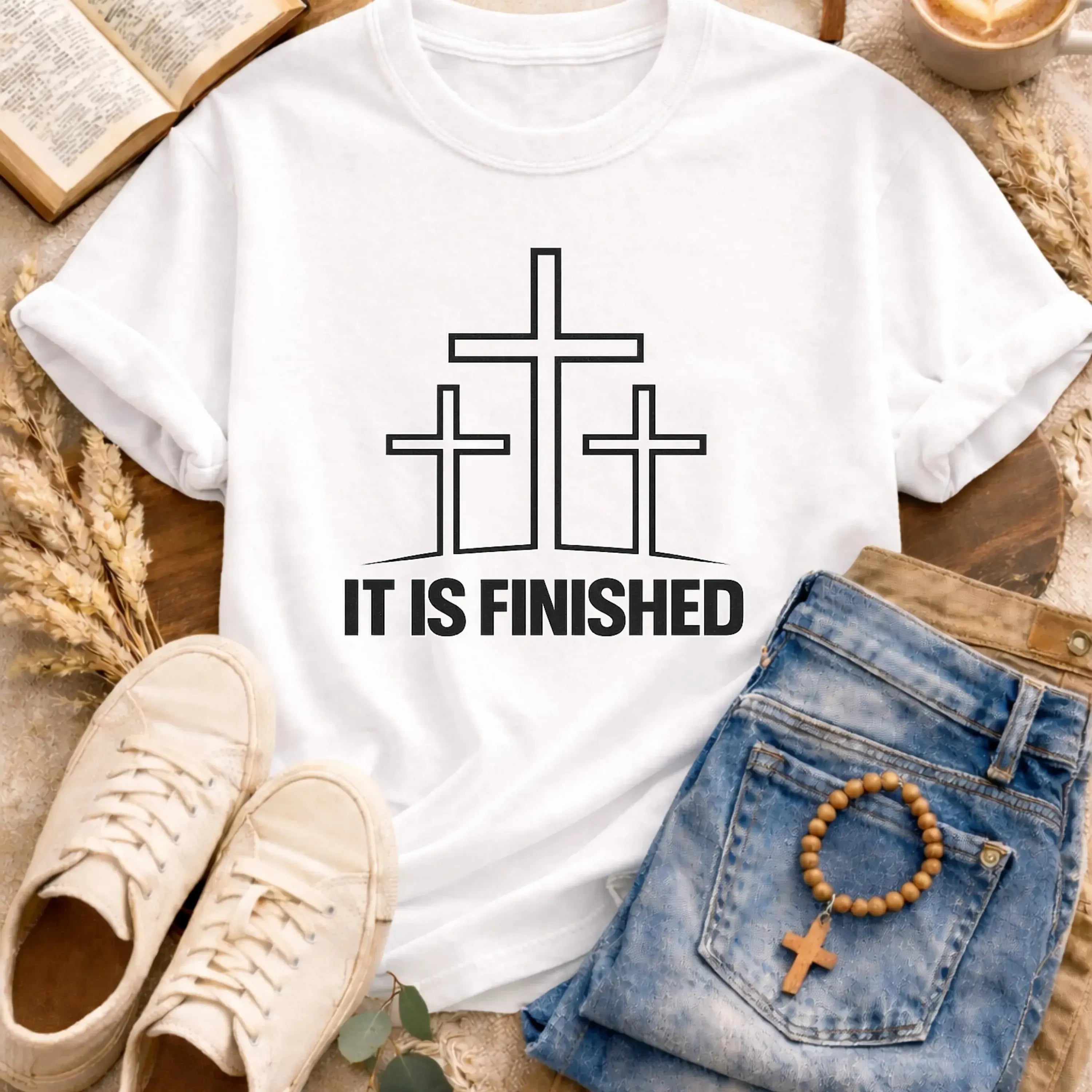 It Is Finished Cross T-Shirt-[Christian T-Shirt ]-Saved Society